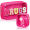 Hillban 2 Pcs Medicine Bag Chenille Letter Bag Preppy Clear Makeup Meds Travel Bag Nylon Pouch Set PVC Transparent Cosmetic Bag Mini First Aid Chr...