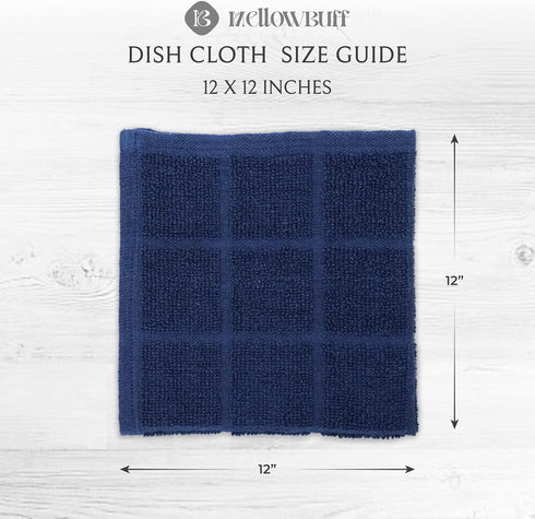 100% Cotton Terry Dish Cloth Plain, 6 Pack 12 x 12 Inches, Super Soft and Absorbent Dish Rags, Perfect for Kitchen Cleaning and Dish Washing | Ass...