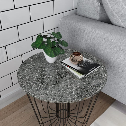 CRE8TIVE Light Black Terrazzo Contact Paper Peel and Stick Wallpaper Glossy Granite Contact Paper for Countertops Waterproof Self Adhesive Marble ...