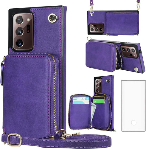 Asuwish Phone Case for Samsung Galaxy Note 20 Ultra 5G Wallet Cover with Screen Protector and Zipper Card Holder Slot Stand Leather Note20 Plus No...