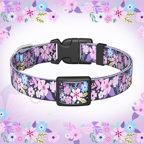 Cute Floral Dog Collar for Small Medium Large Dogs,Girl Female Dog Collars Soft Patterns Adjustable Pet Collar with Quick Release Safety Buckle fo...