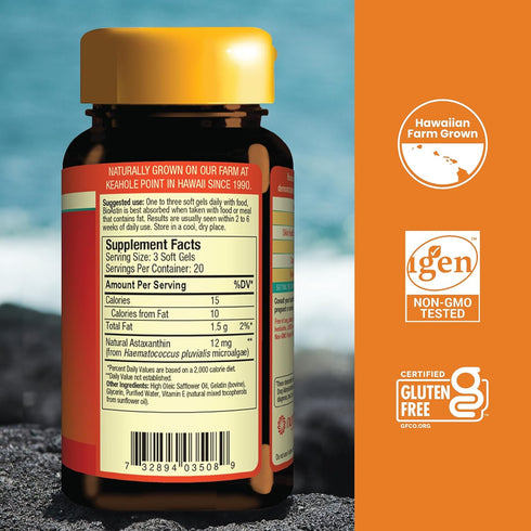 Nutrex Hawaii BioAstin Hawaiian Astaxanthin - 4mg, 60 Softgels - Farm-Direct Premium Antioxidant Supplement to Support Eye, Skin, Joint & Immune S...