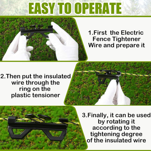 12 Pcs Electric Fence Tightener Wire Tensioner, Electric Fence Poly Wire Tensioner Plastic Cord Tensioners, Portable Electric Fence Tightener for ...