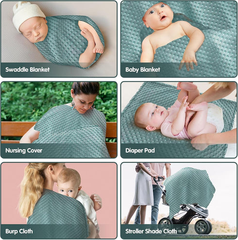 kmilro Baby Blanket for Unisex Boys Girls 30x40inch Super Soft Double Layer Dotted Backing Nursery Minky Blankets Neutral Breathable Receiving Tod...