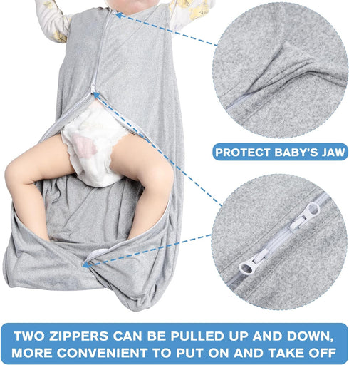 3 Pack Baby Sleep Sack 3-6 Months 100% Rayon Cotton Baby Sleeping Bag 2-Way Zipper Toddler Wearable Blankets Comfy Stretchy Thin Sleep Sacks TOG 0...