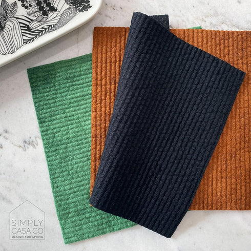 Hand?Dyed 5?Pack Swedish Dishcloths – Reusable, Biodegradable Cloths, Super?Absorbent Dual?Texture, Plastic?Free Packaging, Made in Sweden...