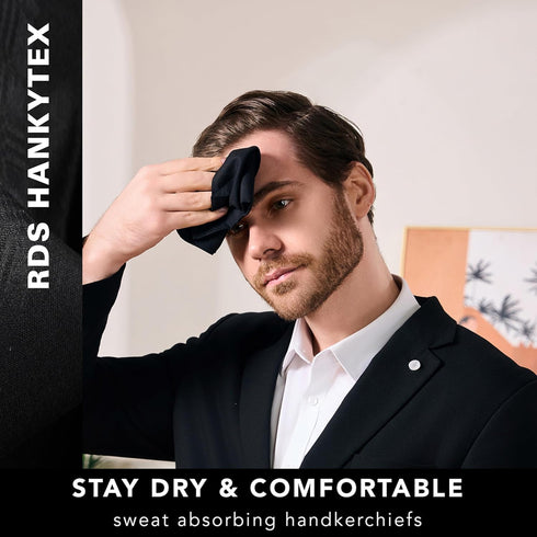 RDS HANKYTEX Men's Handkerchiefs,100% Soft Cotton,Black Hankie,Pack of 6...