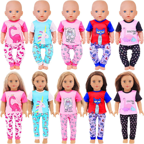 UNICORN ELEMENT 5 Sets Baby Doll Clothes Outfits Pyjamas for 14-18 Inch Doll, Baby Doll Accessories for 16'' Doll Baby Doll, 18 Inch Doll...