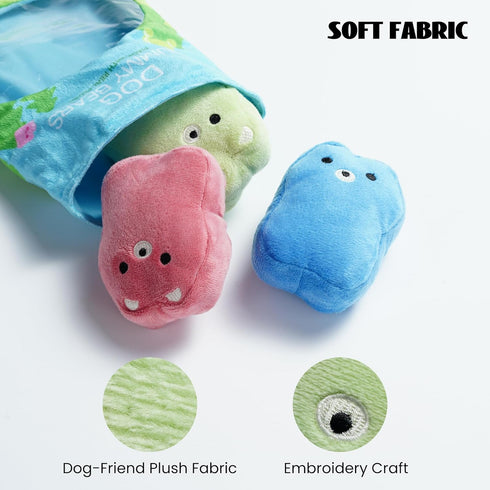 Nocciola Gummy Bear Dog Toys with a Bag, Plush Squeaky Dog Toy Set,Cute Stuffed Dog Chew Toys, for Small to Medium Dogs...