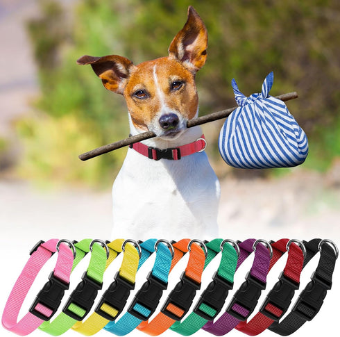 9 Pieces Adjustable Dog Collar for Medium Dogs, Soft Nylon Dog Collar with Quick Release Buckle Collar Bulk for Dogs Walking Running Training (Bri...