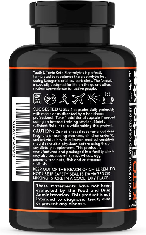 120 MCT Keto Electrolytes Pills | 150 mg Magnesium Probiotics Co Q 10 | Potassium Sodium Chloride Calcium Zinc & D3 Vitamin | Premium Grade Salt S...