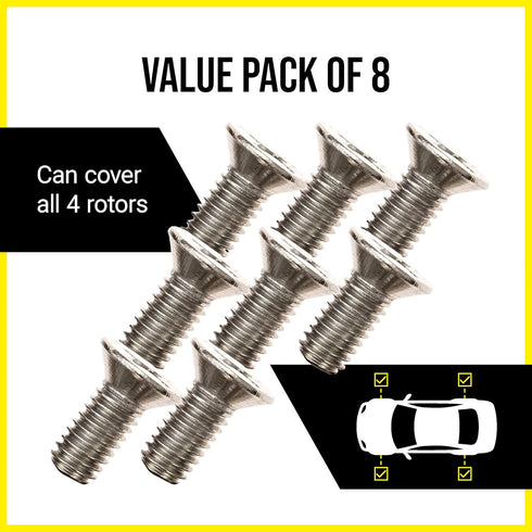 Mission Automotive 8-Pack of Rotor Screws for Brake Discs - Universal Fit for Honda, Acura, Hyundai and Kia Models - Stainless Steel Retaining Scr...