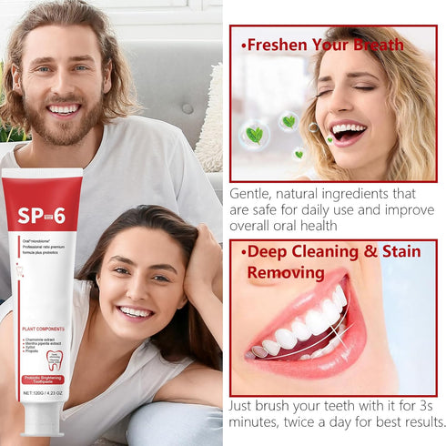 Sp-6 Ultra Whitening Toothpaste, Upgrade - 2PCS Sp6 Probiotic Brightening Toothpaste, Fresh Breath, Deep Cleaning & Care 120g...