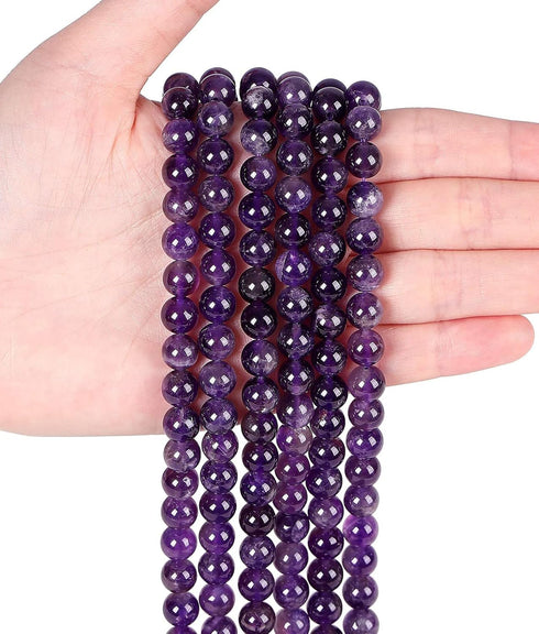 Amethyst 6mm Natural Stone Beads Round Loose Gemstone Stone Beads for DIY Bracelet Necklace Earrings Jewelry Making Polishing Genuine Real Stone B...