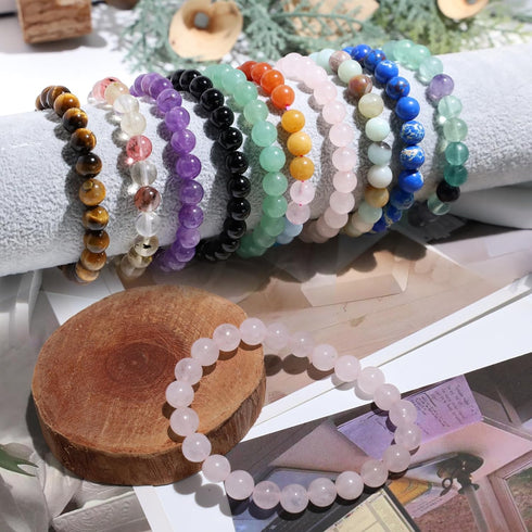 XIANNVXI Crystal Bracelet for Women Men 8 mm Natural Stone Beaded Bracelets Cat Bracelets Cross Bracelets Heart Bracelelt Jewelry for Women Birthd...