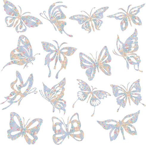 32PCS Butterfly Window Clings - Anti-Collision Window Decals to Save Birds from Window Collisions,Non Adhesive Prismatic Vinyl Window Clings, Rain...