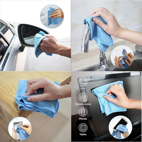 8Pcs Microfiber Towel Cleaning Cloth Mop for Glass Windows Mirrors Home Kitchen Car (16“”x16“)...