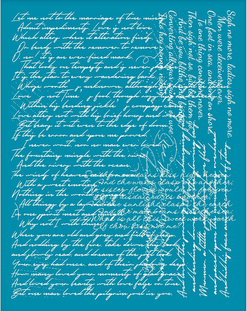 OLYCRAFT 4x5 Inch Script Writting Clay Stencils Small English Character Non-Adhesive Silk Screen Printing Stencil Poetry Clay Mesh Stencils Transf...