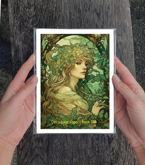 Decoupage Paper Pack (35 Sheets 6"x8") Pretty Lovely Woodland Fairy Ladies Surrounded by Flowers and Nature FLONZ Art Nouveau Alphone Mucha Vintag...