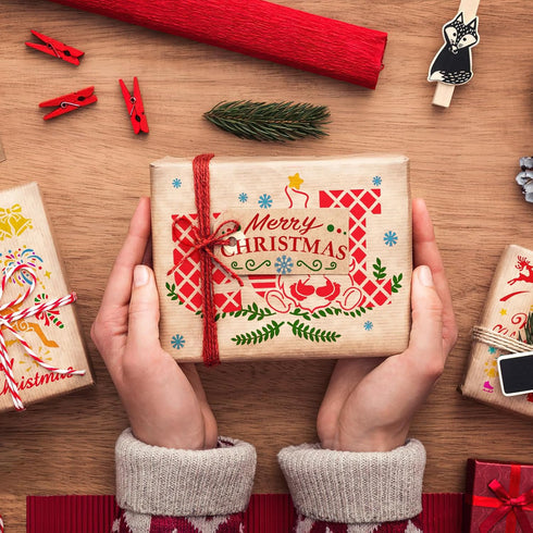 Christmas Stencils Reusable, 15 Pcs A4 Augshy Christmas Stencils for Painting Holiday Stencils for Painting on Wood Sign DIY Crafts Fabric Canvas ...