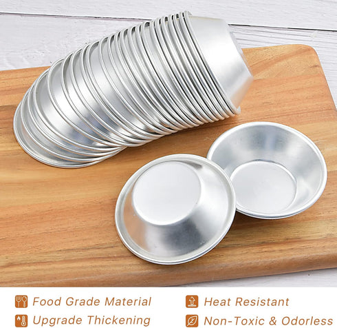 25 Pack Egg Tart Molds, Puto Molder Cookie Steamer Dessert Molds, Small Aluminum Nonstick Pans Pie Molds for Baking Pies Cupcakes Mini Cakes Puddi...