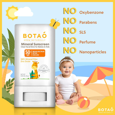 baby Mineral Sunscreen Stick 100% Zinc Oxide SPF 50+ Water Resistant UVA/UVB Protection Easy to Apply Fragrance Free, babies & kids, for sensetive...