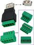 USB 2.0 A Screw Terminal Block Adapter USB 2.0 A Female to 5 Pin/Way Female Bolt Screw Shield terminals Pluggable Type Adapter Connector for Charg...