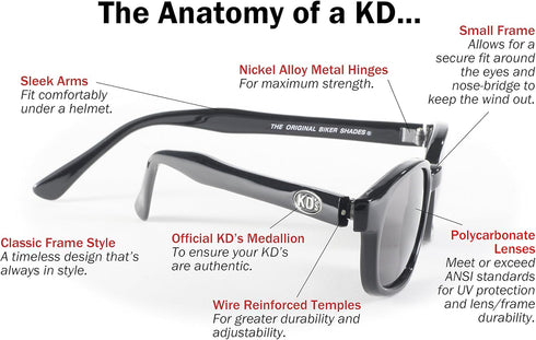 Pacific Coast Original KD's Biker Sunglasses (Black Frame/Green Lens)...
