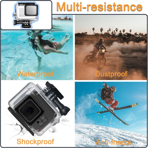 Waterproof Housing Case for GoPro Hero 5 6 7 Black, Protective Underwater Dive Shell with Bracket for Go Pro Hero5 6 Hero7 Black Action Camera Acc...