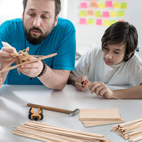 150 Pieces Balsa Wood Sticks Hardwood Square Wooden Craft Dowel Rods Unfinished Balsa Wood Sheets 12 Inch Thin Wood Strips 1/4 Inch 1/8 Inch for C...
