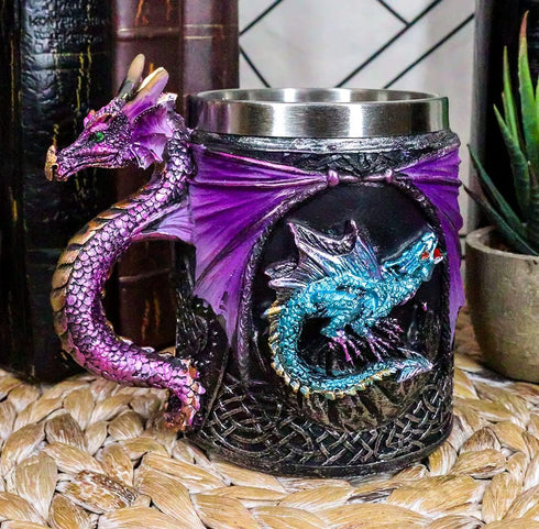 Ebros Myths And Legends The Conception Of Blue Fire Beowulf Purple Dragon Beer Stein Tankard Coffee Cup Mug Great Gift For Dragon Lovers Party Hos...