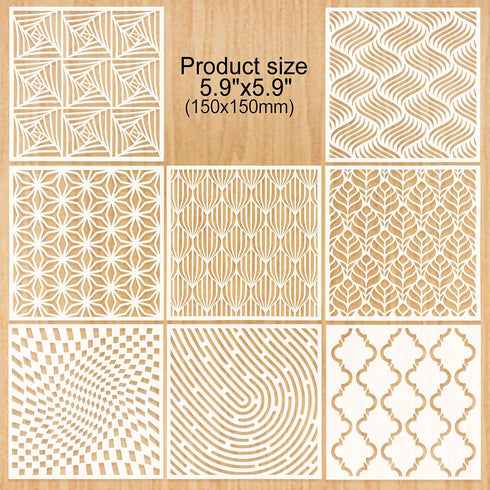 16-Pack Geometric Stencils 6 x 6 Inch Painting Templates for Scrapbooking Cookie Tile Furniture Wall Floor Decor Craft Drawing Tracing DIY Art Sup...