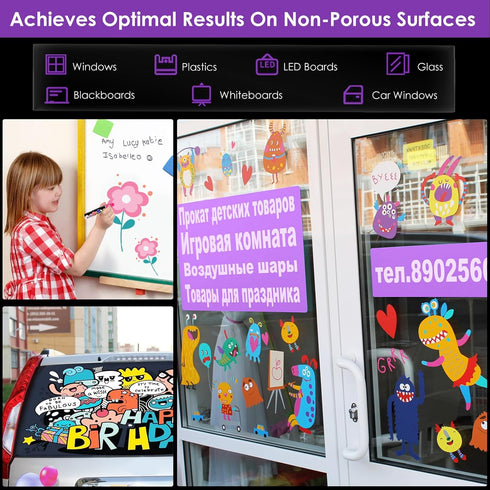 Window Chalk Markers for Cars Glass Washable, 8 Pack 10mm Jumbo Liquid Chalk Marker Pens Chalkboard Markers,Window Paint Washable Markers for Car ...