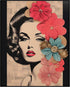 Posterizer 1 pcs-vintage woman with beautiful flowers collage-Retro Art-Floral & Botanical Art-Gift for Art Lovers- UNFRAMED Wall Art...