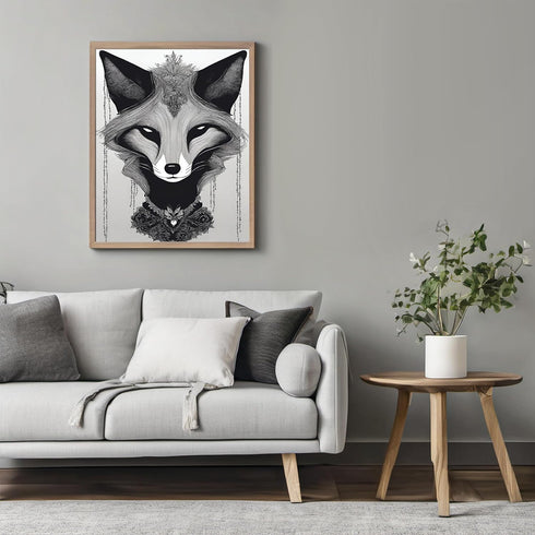 Posterizer 1 pcs- gothic themed sly little fox-Gothic Art-Art for Animal Lovers- Living Room Bedroom Decor- unframed wall art...