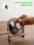 xasla 4 Inch Small USB Desk Fan, Mini Quiet Fan with Metal Construction & Strong Airflow & 360°Adjustable Tilt Angle, Personal Cooling Fan for Des...