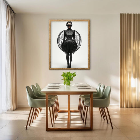 Posterizer 1 pcs-futuristic sleek woman in dark clothing 2-Abstract & Modern Art-Fantasy & Fiction Art-Gift for Women, Fashionistas, Designer Fash...
