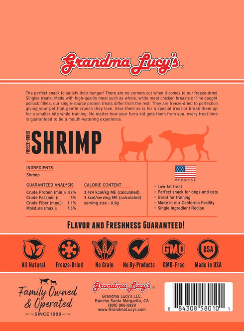 Grandma Lucy's Freeze-Dried Single Ingredient Treats, Shrimp, 0.65 oz...