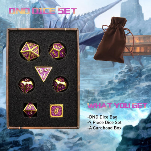 Metal D&D Dice Set, HNCCESG Polyhedral DND Dice for Role Playing Dungeons and Dragons Pathfinder RPG MTG Board Games Tabletop Gaming Shadowrun War...
