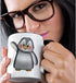 3dRose "Cute Waving Gray and White Penguin Illustration" Mug, Black/White/Gray, 11 oz...