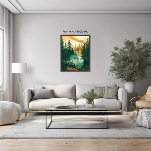 Posterizer 1 pcs-beautiful nature scene with evergreen trees and mountains 10-Landscape & Nature Art-Gift for Art Lovers-Decor for Home & Office- ...