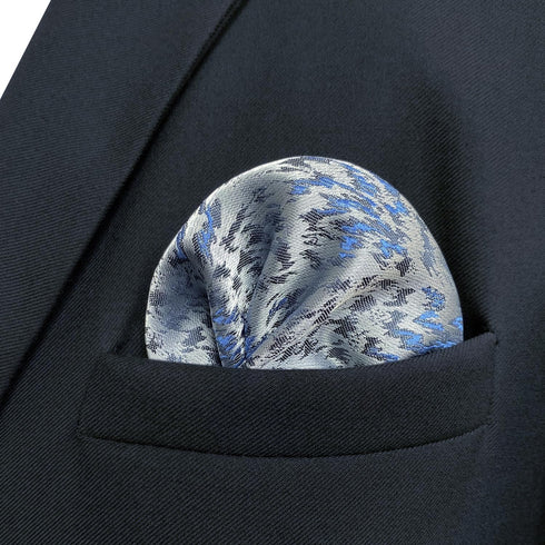 S&W SHLAX&WING Mens Ties Silver Sky Blue Matching Pocket Square Only...