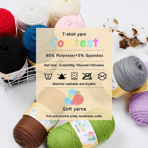 Comtest T-Shirt Yarn Knitting Yarn for DIY Bag Blanket Cushion Handmade Crochet Elastic Fabric Yarn 0.88Lb Green......