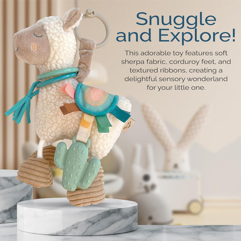 Itzy Ritzy Link & Love Toy for Stroller or Car Seat; Features Textured Ribbons, Crinkle Sounds, Clinking Rings & Silicone Teether; Designed For Ag...