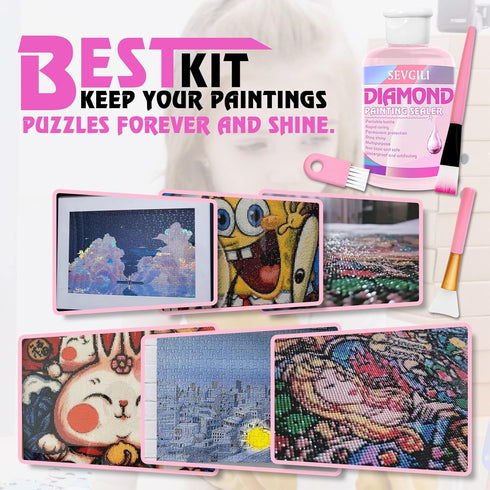Diamond Painting Sealer Kits 240ML with Brushes, Diamond Art Sealer Puzzle Glue Diamond Painting Accessories and Tools,Diamond Painting Kits for A...