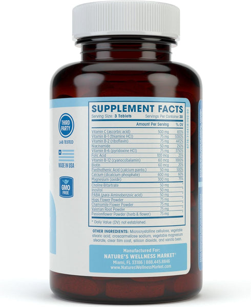 Vitamin B Complex Stress Relief | All Natural Mood Enhancer and Stress Support Supplement | Stress B Complex with Herbal Extract Blend Plus Vitami...