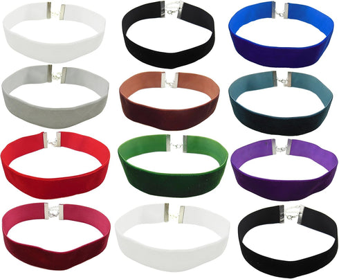 12pcs 1 inch Width Black Velvet Chokers Vintage Necklace for Women With Extension (XL-1017-1)...