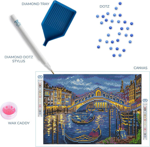 DIAMOND DOTZ ® - Evening stroll to The Rialto Bridge, Full Drill, Round Dotz, Diamond Painting Kits, Diamond Art Kits for Adults, Gem Art, Diamond...