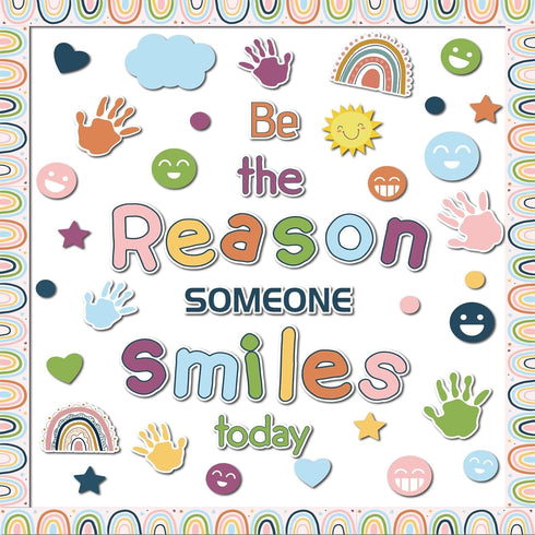 Boho Welcome Back to School Classroom Bulletin Board Set for Elementary Decoration - Be The Reason Someone Smile Today Classroom Decors for Kinder...