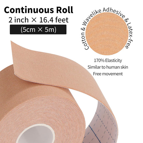 Kinesiology Tape 4 Rolls K Sports Tape for Knee Support and Muscle Pain Relief, Uncut Physio Tape Elastic Therapeutic Designed for Athletes Injury...